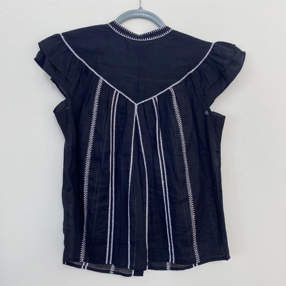 Frame Denim Flutter Sleeve Embroidered Blouse M - Picture 3 of 7